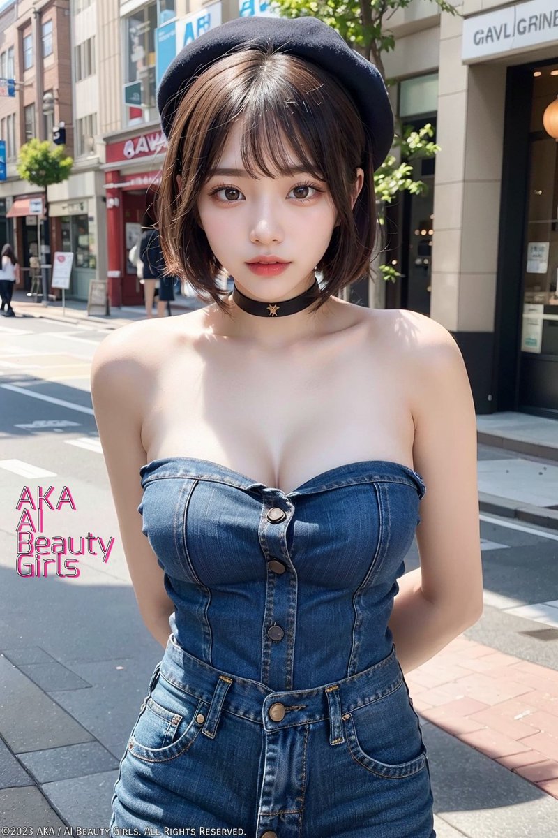 かっこいいデニム生地の服です🥰💓 #AIphoto|#AIgravure|#AIbeauty