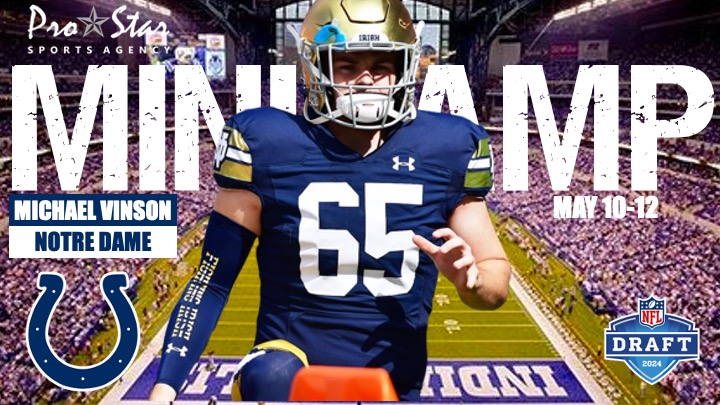 Paul Sheehy (@prostarsports) on Twitter photo Congratulations to <a href="/NDFootball/">Notre Dame Football</a>'s <a href="/michaelvinson55/">Michael Vinson</a> on earning a spot in next week's minicamp with the <a href="/Colts/">Indianapolis Colts</a>! #ProStarFamily Congratulations to <a href="/NDFootball/">Notre Dame Football</a>'s <a href="/michaelvinson55/">Michael Vinson</a> on earning a spot in next week's minicamp with the <a href="/Colts/">Indianapolis Colts</a>! #ProStarFamily