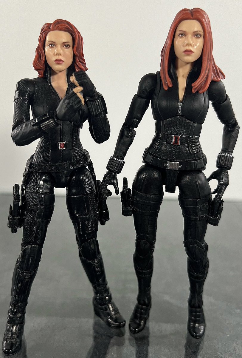 Few more pics of my custom/modded MCU Black Widow. Last pic is with Cap 2 version. I also swapped the hands off from Cap 2 version to my custom/mod Widow.