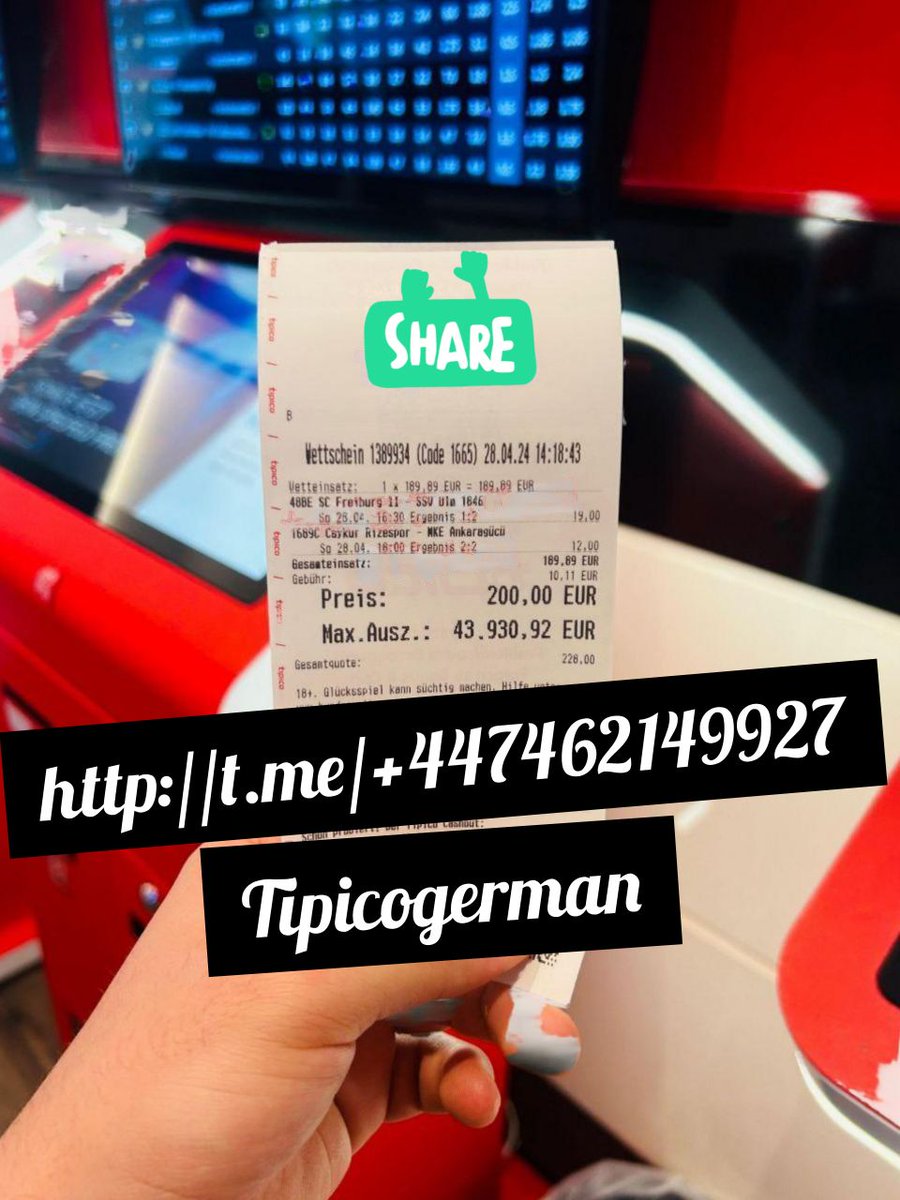 - Glückwunsch 🤑  💵💰
TOR ⚽ In 89'+⅗ 🇩🇪
- Alle Interessierten schreiben mir hier 💬 @Tipicogerman
• t.me/+447462149927
- #Tipico / #Sportwetten / #wetten  #Fixedmatches #Tipster #Tipps #Tipp