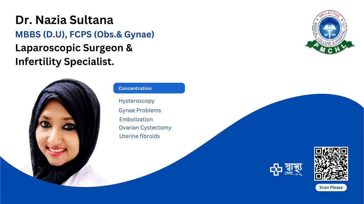 Dr. Nazia Sultana is a Gynae & Obs Specialist in Dhaka. Her credentials include MBBS, FCPS (Obs.& Gynae) . She is employed at Pro-Active Medical College and Hospital Limited, Narayanganj . She treats her patients at Pro-Active Medical College and Hospital Limited, Narayanganj.