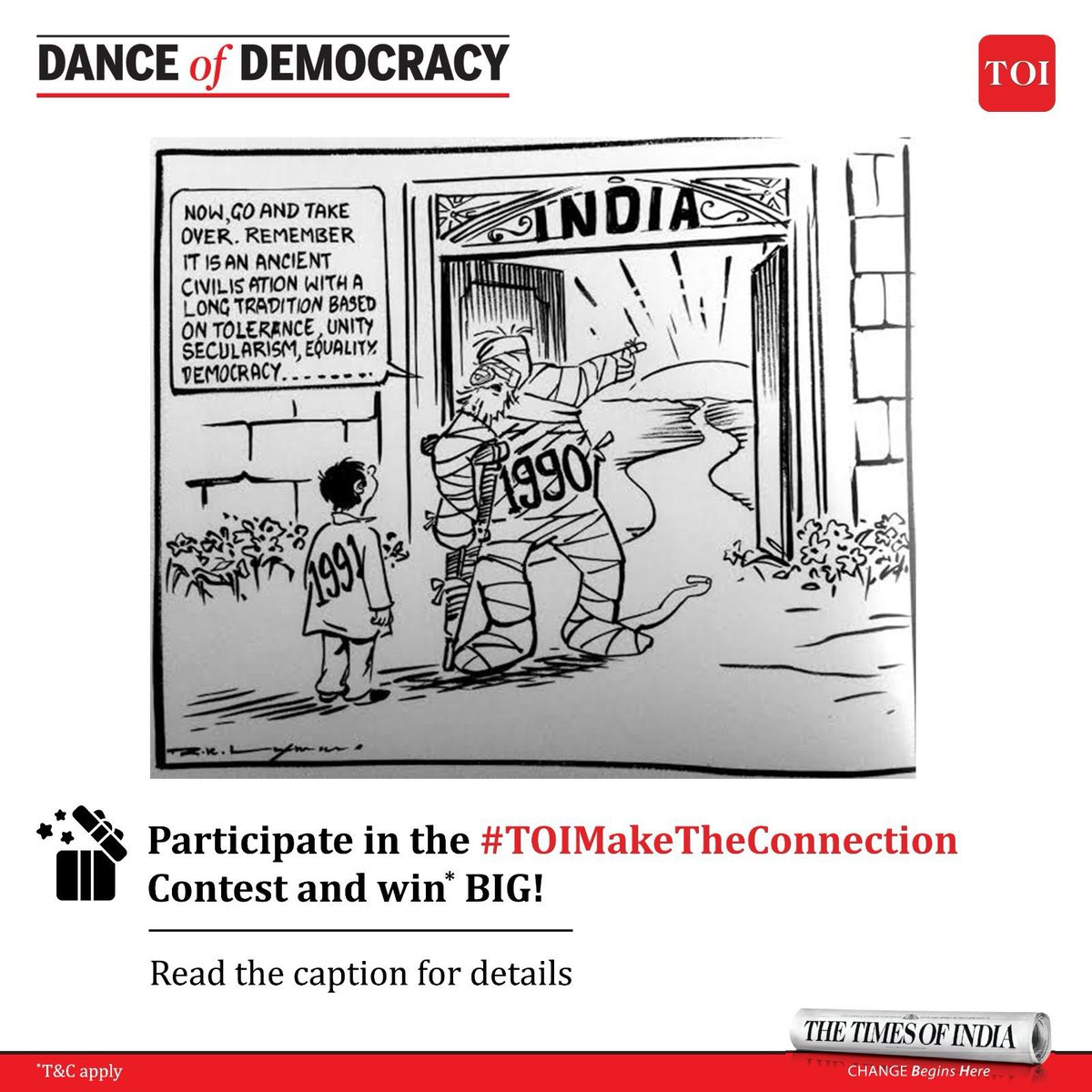If you think you have the knack to make the connection between 'Then' and 'Now' i.e. what hasn't changed over the years in the world’s largest democracy, then here’s your chance to win BIG! 💰 HOW TO PARTICIPATE: 1️⃣Share the above cartoon on your Instagram/Facebook/LinkedIn or X