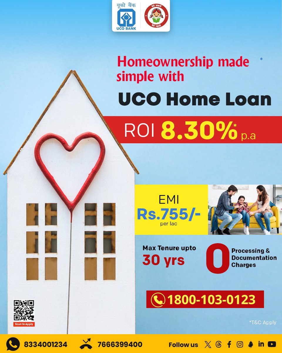 Invest in your family's happiness and security by securing your dream home today. #UCOHomeLoan #HomeLoan #Banking #Investment #DreamHome #UCOTURNS81 #81YearsOfTrust