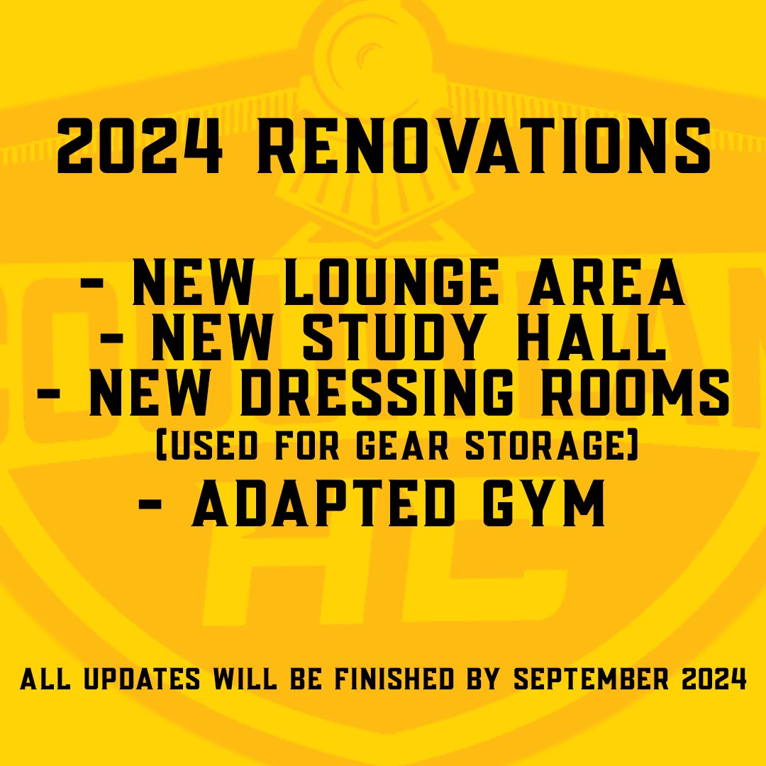 The Coquitlam HC has announced plans for renovations for the upcoming season that will include: - New lounge area - New study hall - New dressing rooms - Adapted gym All these added amenities will be ready by the start of the 2024-25 season.