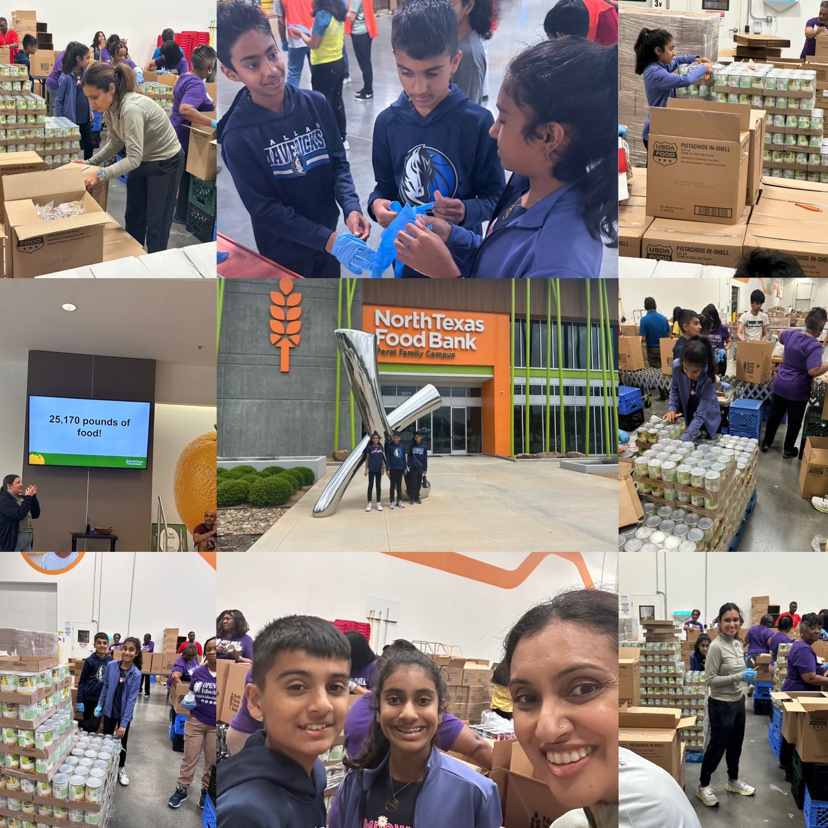 Great time volunteering at @ntfb North Texas Food bank with Kids!