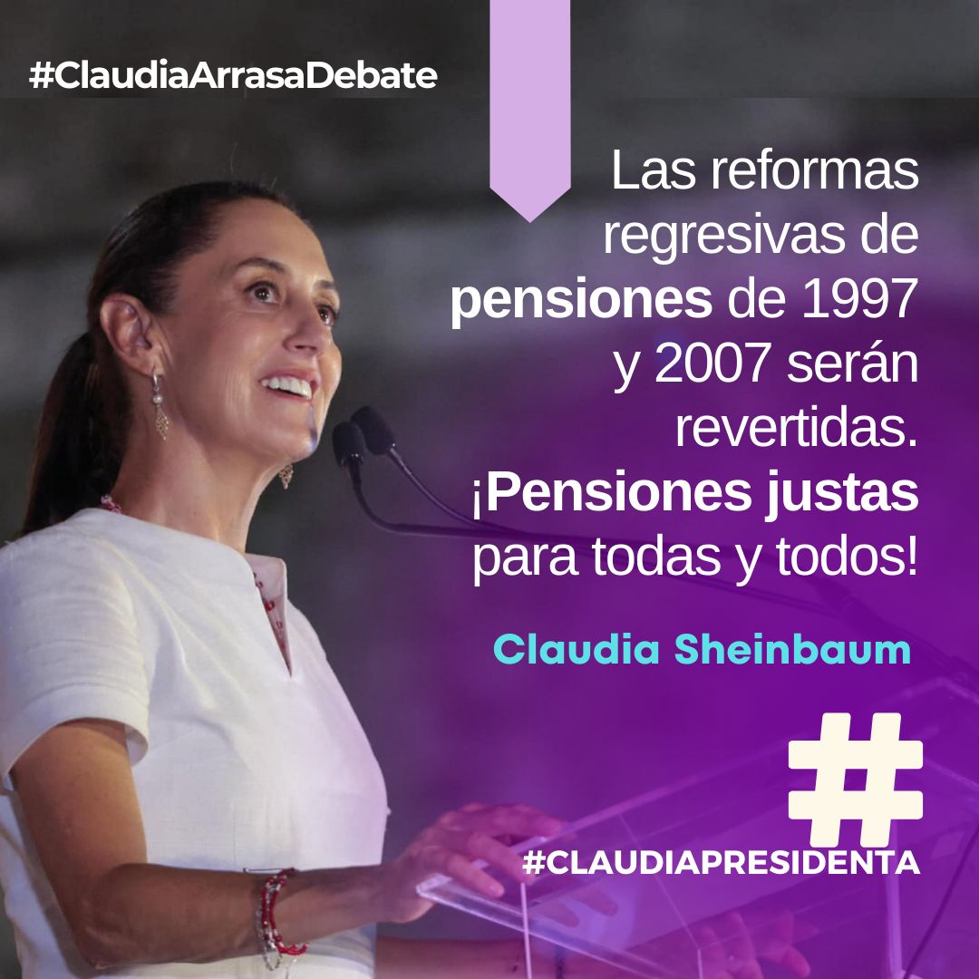mario_delgado's tweet photo. ¡Vamos a seguir garantizando pensiones dignas para las y los trabajadores con #ClaudiaPresidenta! #ClaudiaArrasaDebate https://t.co/Y7wp6UgqEa