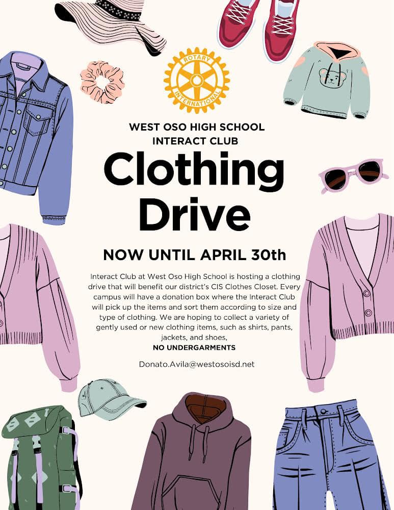 from WOHS: 🚨LAST CALL🚨 Collect your gently used or new clothing and donate it.