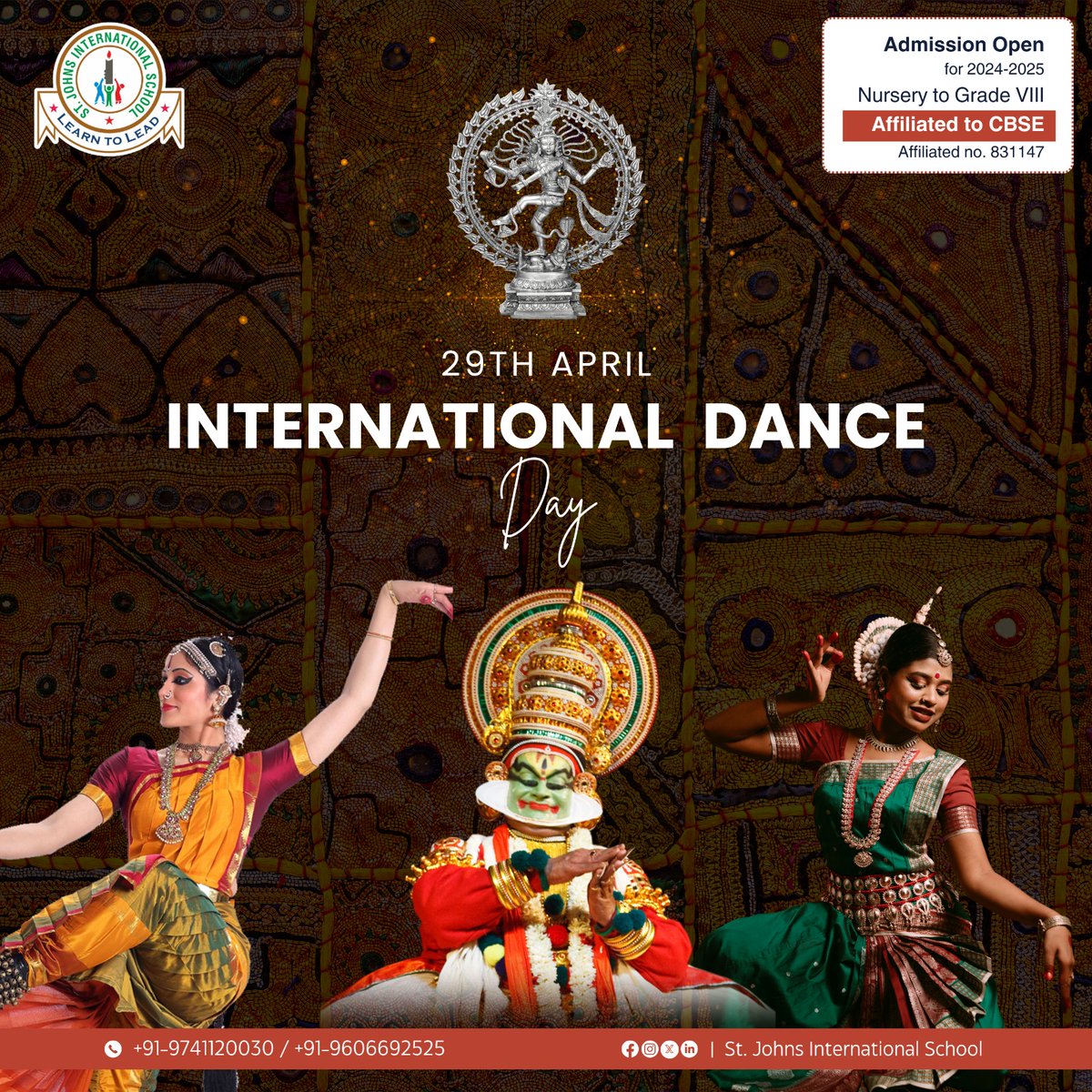 Happy International Dance Day! 🌟 Today, let's honor the artistry, passion, and diversity of dance worldwide. From the graceful pirouettes of ballet to the infectious beats of salsa, dance connects us all.

 #InternationalDanceDay  #CelebrateDance #Stjohns #Education #Bangalore