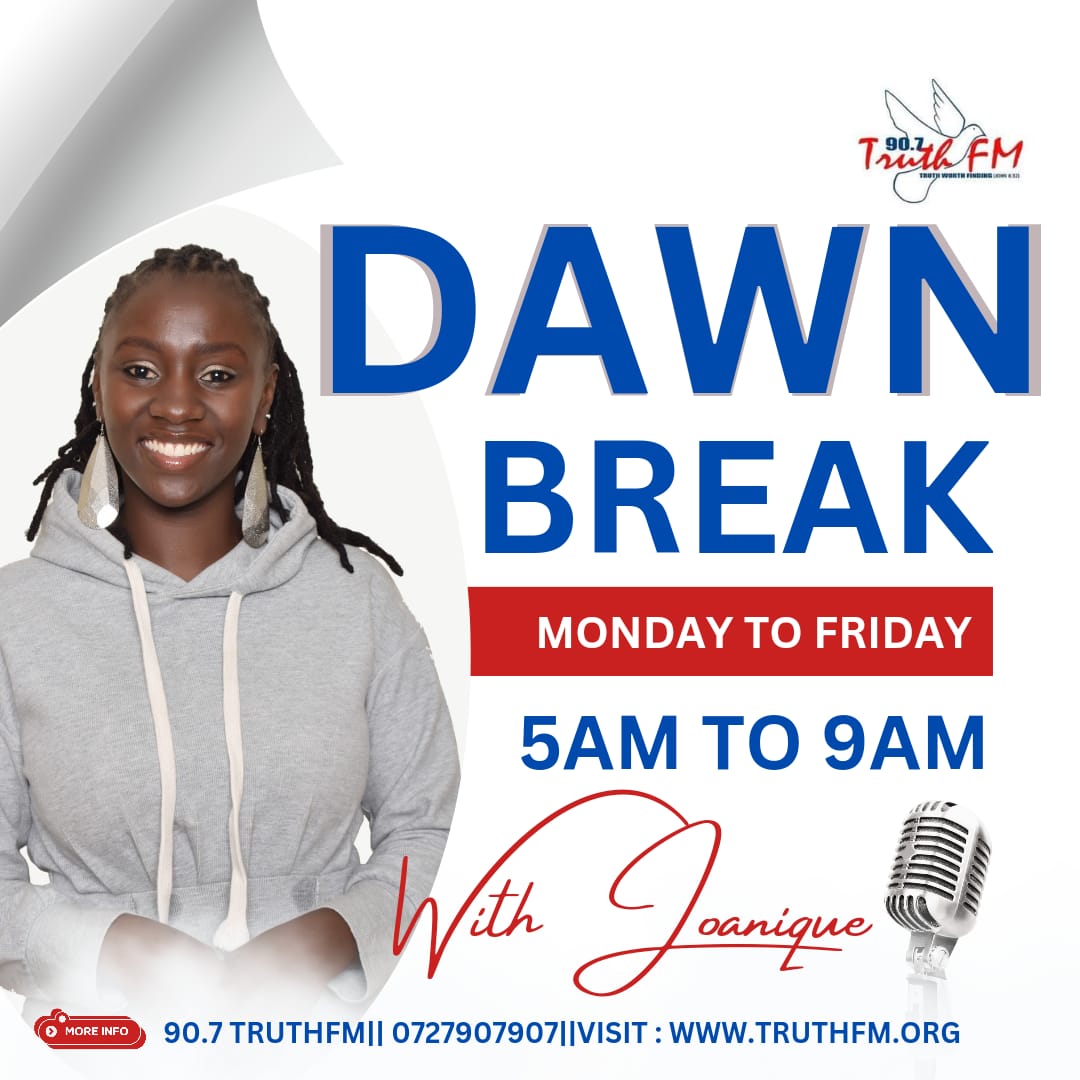 Let the morning bring me word of your unfailing love,for I have put my trust in you Show me the way I should go, for to you..(Psalm 143:8) Good morning and welcome to #DawnBreak #TheBreakfastVoiceOfTheCity with @Joanique Ke CALL 0727907907 Stream Live on truthfm.org.