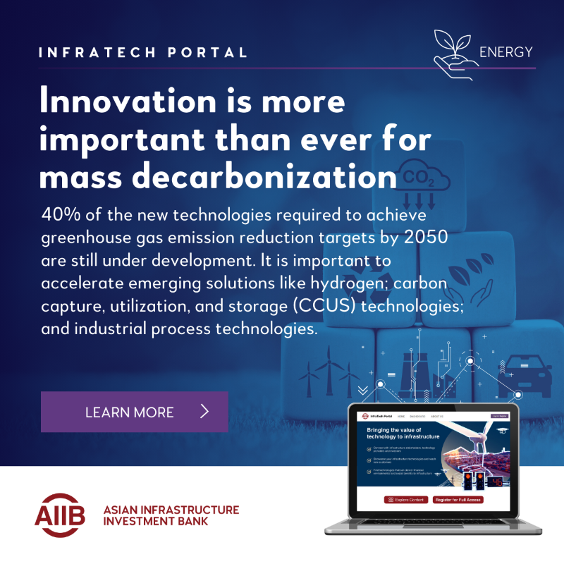 AIIB_Official's tweet photo. Demonstrating the applicability and value of #climate technologies for mitigation, adaptation and resilience purposes is a key objective of AIIB.
Access case studies and connect with #InfraTech providers from around the 🌐world on our #InfraTechPortal ⤵️