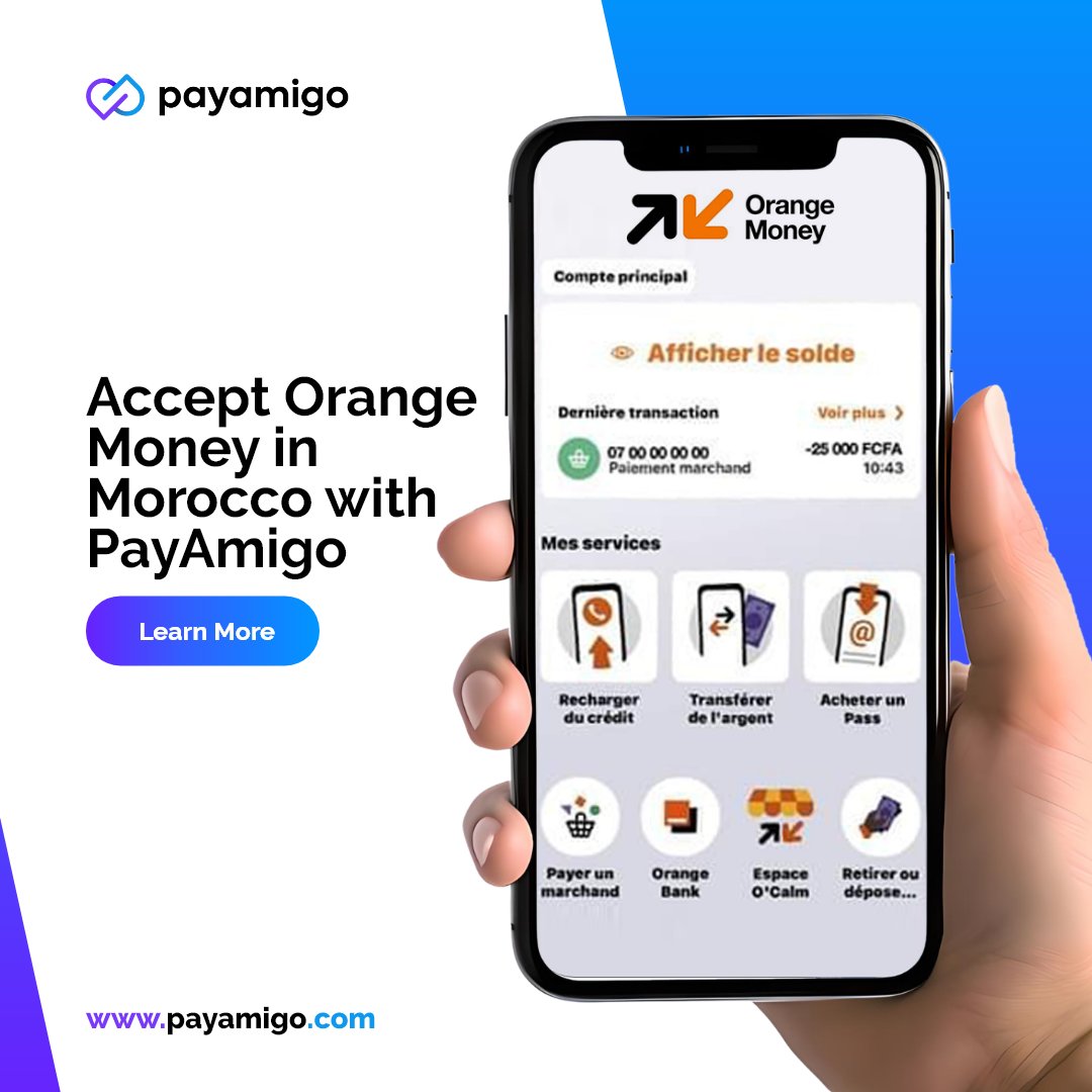 Many Moroccans use #OrangeMoney for everyday purchases and payments and to send and receive money. It’s convenient, secure, and widely accepted.

#PayAmigo helps you accept Orange Money seamlessly for your business! Ask us how payamigo.com/contact-us/

#PaymentProcessing #Morocco