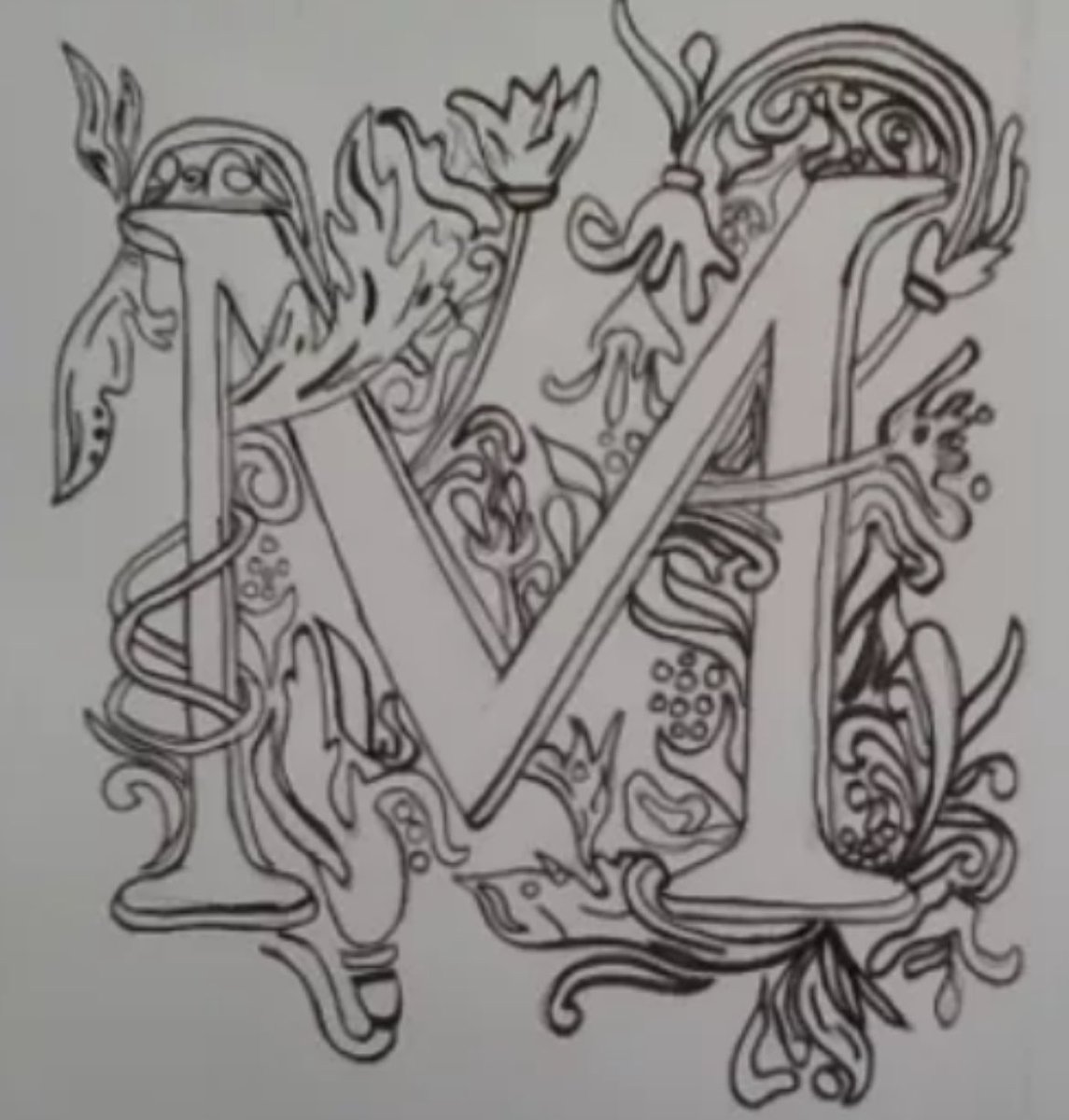 mslukins's tweet photo. Hand drawn medieval sketches and Illuminated letters! 📜 🪶🖊️🎨 @DeAnza_Academy https://t.co/oKqsyfoJ22
