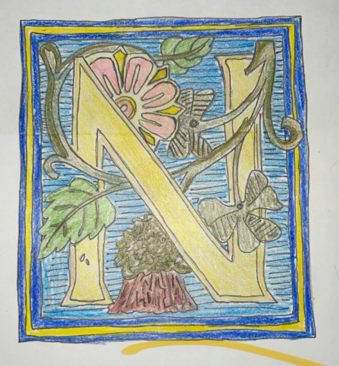 mslukins's tweet photo. Hand drawn medieval sketches and Illuminated letters! 📜 🪶🖊️🎨 @DeAnza_Academy https://t.co/Nkm6e8CeBq