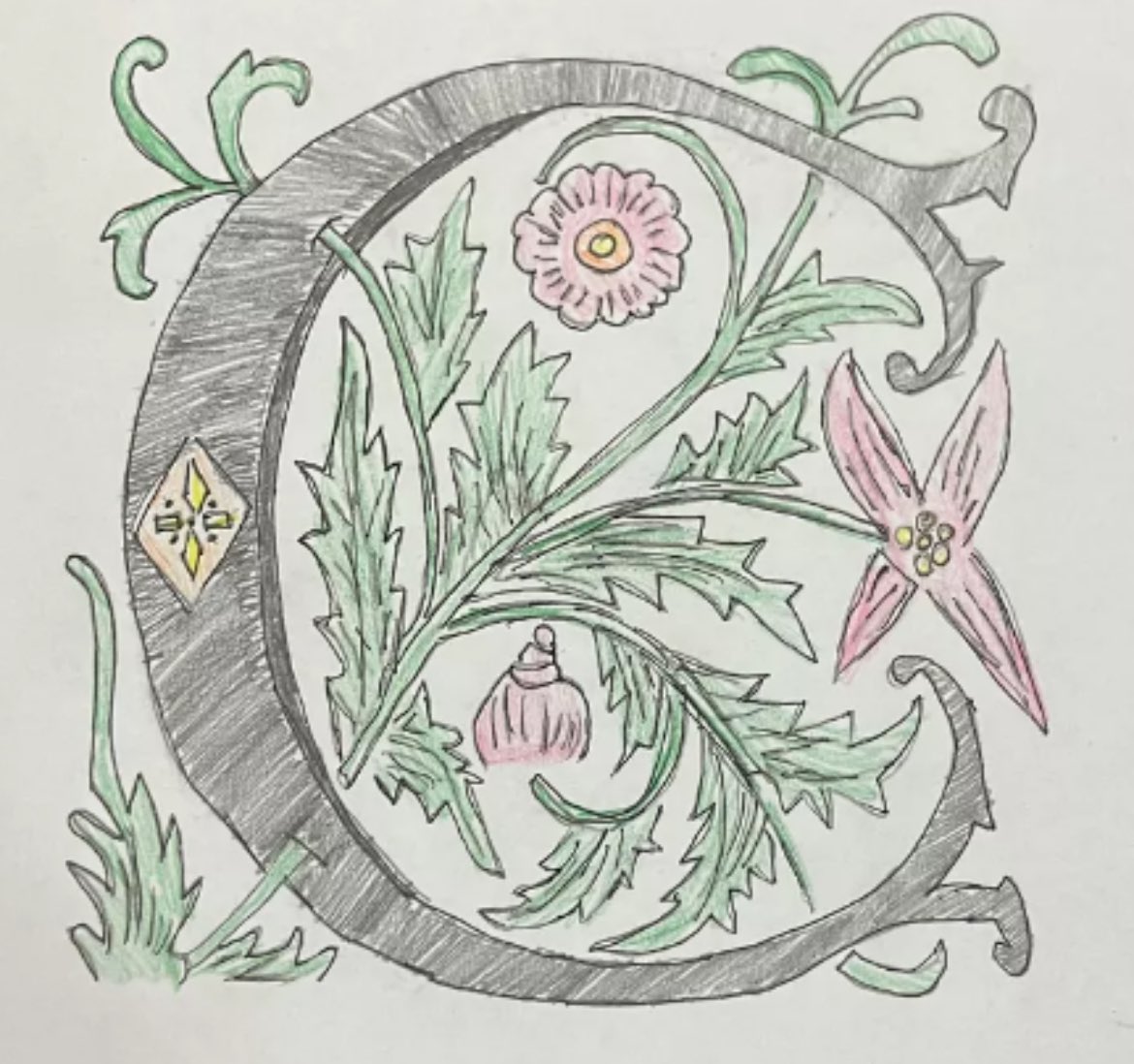 mslukins's tweet photo. Hand drawn medieval sketches and Illuminated letters! 📜 🪶🖊️🎨 @DeAnza_Academy https://t.co/Nkm6e8CeBq