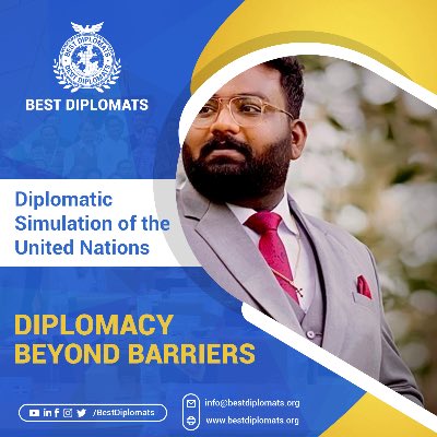 'This is Sijo samkutty, a potential diplomat of India at Best Diplomats Dubai to be held in Dubai from 17th to 20th May, 2024. Join me and 200 other Young Leaders from diverse nations to help us craft Future Diplomats. #BestDiplomats #UnitedNations #UN #modelunitednations #mun