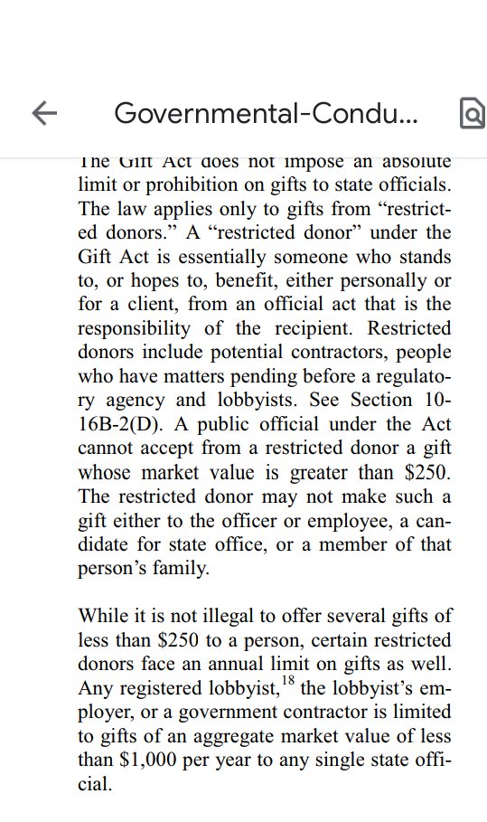 In regards to the Governor of New Mexico & her receipt of gifts, this is one thing to consider, among several. Let's start with the State Code of Conduct, a partial excerpt. (You can quickly find the whole thing online.)