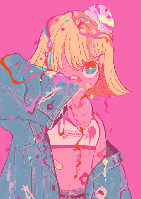 ポップでカラフルな女の子を描いています! #ゴールデンウィークSNS展覧会2024