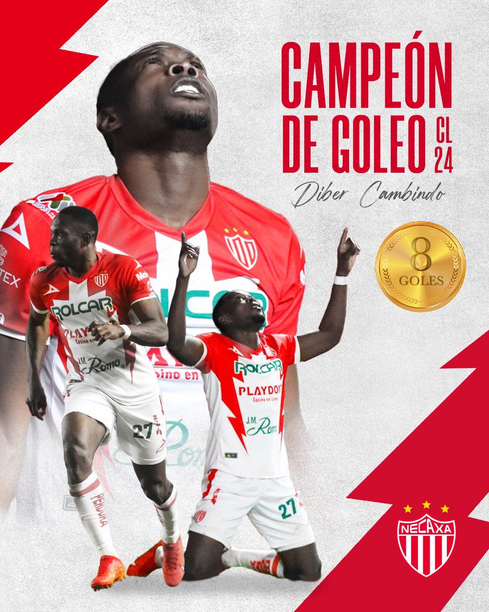 ClubNecaxa's tweet photo. 8 goles, mucho trabajo, resiliencia y dedicación, que se traducen en un título de goleo para Diber Cambindo. 

¡Enhorabuena y a darle por más, Rayo! 

#FuerzaRayos ⚡️ https://t.co/YmPMVRHUK6