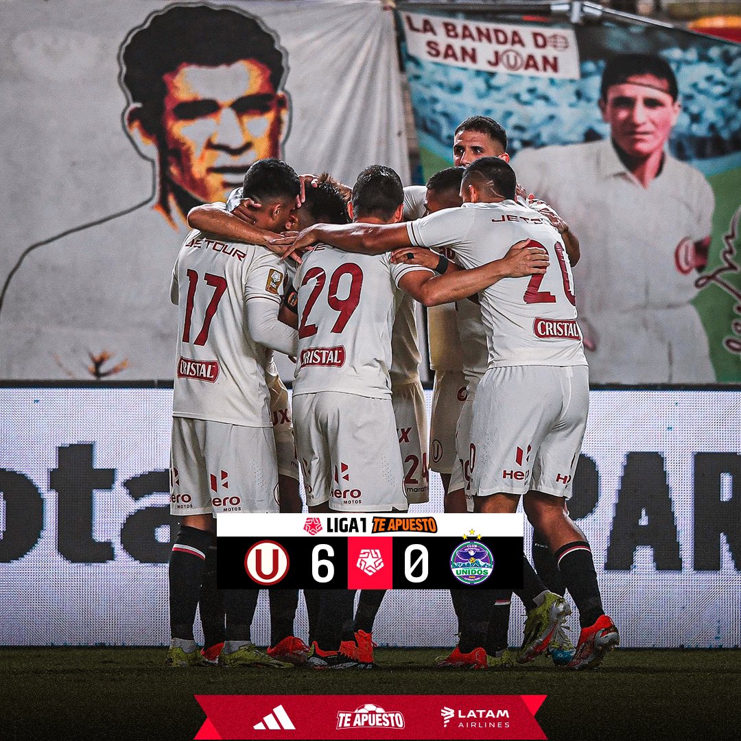 👋🏻 𝗚𝗼𝗹𝗲𝗮𝗱𝗮 𝘆 𝗹𝗶𝗱𝗲𝗿𝗮𝘇𝗴𝗼

@Universitario derrotó contundentemente a @cdcomerciantes y alcanzó el primer lugar de la #Liga1TeApuesto. 

#ElADNdelHincha