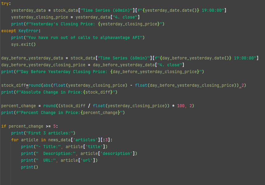 ryanbeeman_'s tweet photo. Great way to wrap up week 5! 
Created a stock tracker that delivers top articles when there's a significant change in my portfolio using the Python smtplib library 📈
#100DaysOfCode https://t.co/V82oOu591T