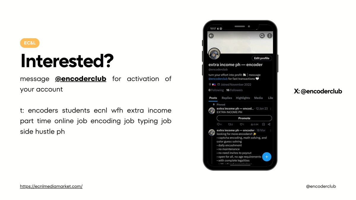 📩message @encoderclub for activation of your account    

t: encoders students ecnl wfh extra income part time online job encoding job typing job side hustle ph💸