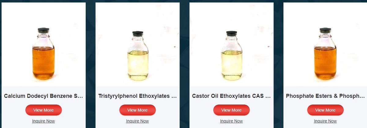 We are a renowned enterprise in China producing Calcium dodecyl benzene sulfonate, , Castor Oil Ethoxylated，Tristyryl phenol Ethoxylates. Nonionic surfactants, pesticide emulsifier.
our products are widely exported to Malaysia, Vietnam, Thailand, Pakistan etc.