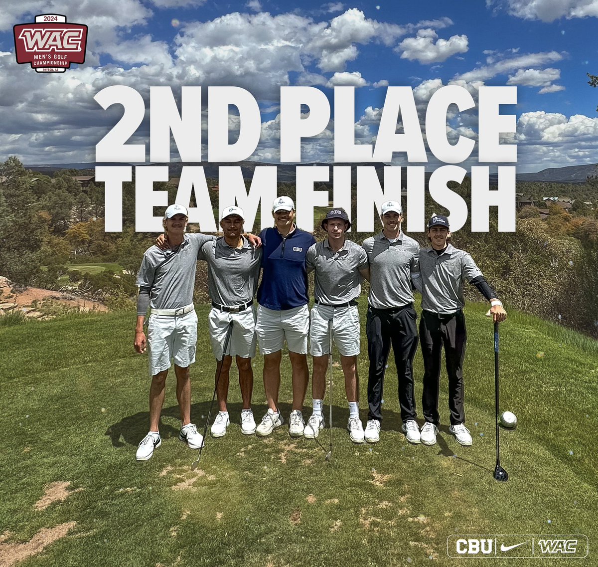 CBUMensGolf's tweet image. Ending the 2023-2024 season well with a second place finish at the WAC Tournament💪

Congratulations to Luke Bartram and Kurtis Rodriguez for the best individual finishes over the weekend after tying for 10th!

#LanceUp⚔️