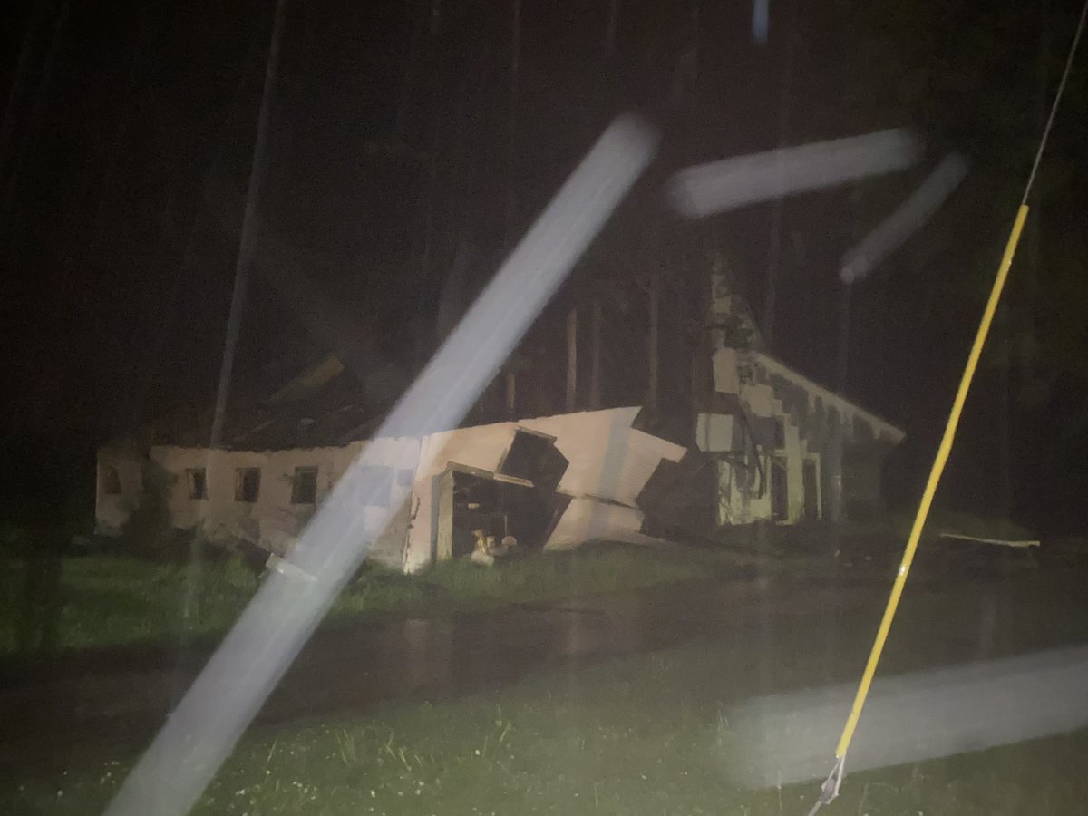 TORNADO DAMAGE: A tree has fallen on a house south of Clever. Pictures are from <a href="/BethanyFrenchTV/">Bethany French</a>, who is near Highway K by Union City.