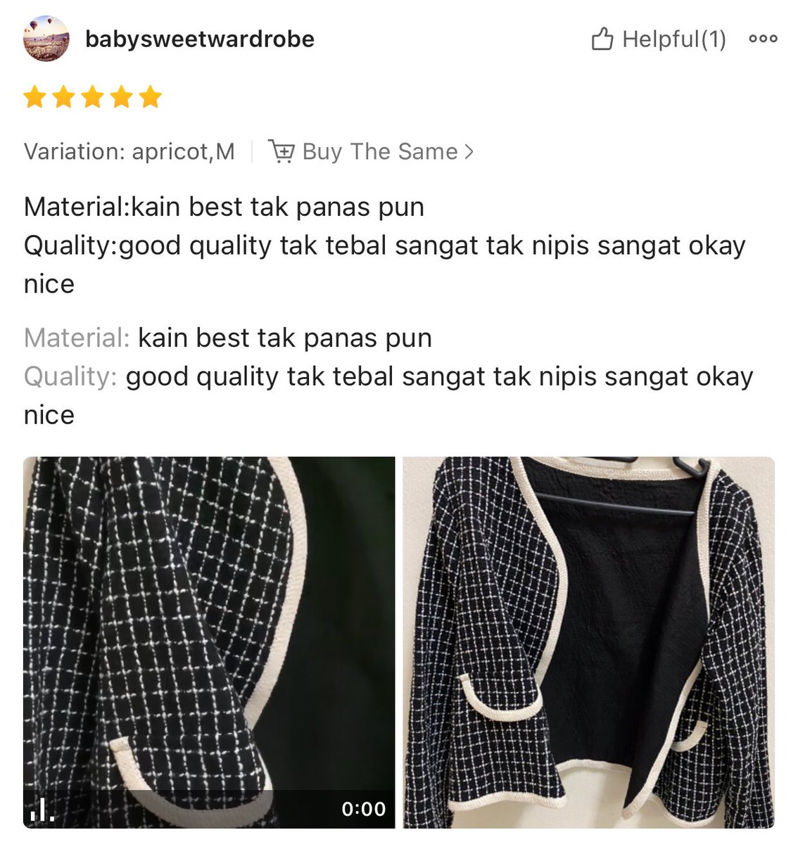 arrissaL1485's tweet photo. all materials are polyester, so sesuai utk cuaca kt malaysia ni https://t.co/td6Lq56y4W