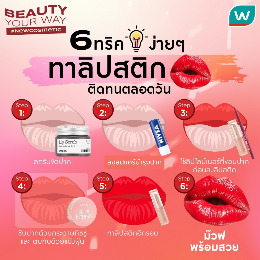 WatsonsThailand's tweet photo. How to นี้ต้องตามแล้ว ระหว่างวันใครที่ลิปหลุดง่าย ไม่ติดปาก ลองทำดู สวยสับแน่นอนค่า 💋💋

#BeYouBeBeautiful #LipColour
#Lipstick
#BeYouBeBeautiful https://t.co/5Nn4y5LpYB