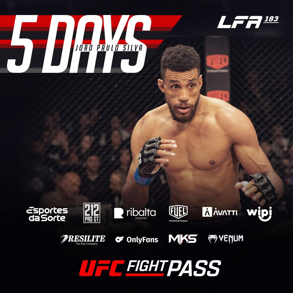 In 5 Days, Brazilian dynamo #JoãoPauloSilva returns to the LFA Octagon at #LFA183! 🇧🇷

Friday, May 3
@RibaltaRJ
#RiodeJaneiro, #RJ, #Brazil

#MMA
#LFANation
@UFCFightPass