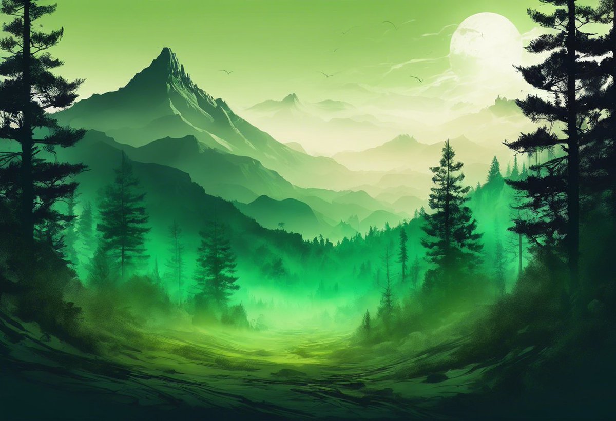 Green fantasy, whimsical dark forest. 
Generated with @Wirestock AI generator.
#green #traslucidgreen #forest #dark #fantasy #teal #shadows #hugoai #far #amazing #mesmerizing #emeraldgreen #fascinating #soothing #colors #ai #ia
