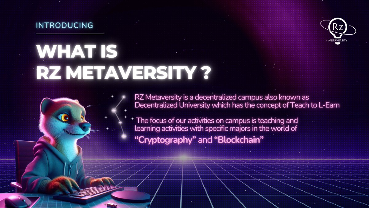 🚀 Step into the future with RZ Metaversity! 🌐

🏫 What is RZ Metaversity? It's a decentralized campus, a fusion of the Metaverse and University, where knowledge knows no bounds. 

💡 Our mission? Teach to L-Earn!

#RZMetaversity #DecentralizedEducation #BlockchainEducation
