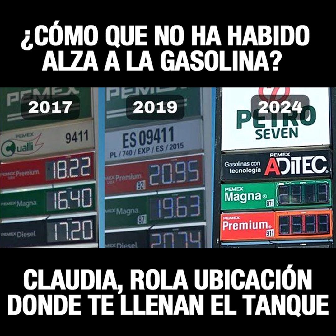 AmadoAvendanoMX's tweet photo. Oye ⁦@Claudiashein⁩ dónde te llenan el tanque? https://t.co/ZIeT75P65r