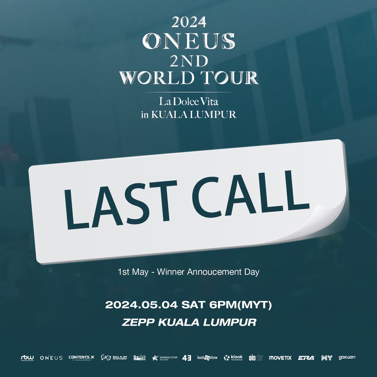 Grab the final chance! Purchase the tickets before 1st May for a chance to win fan benefits! 🗓 Date: May 4, 2024 (SAT) ⏰ Time: 6pm 📍 Venue: ZEPP KUALA LUMPUR | Malaysia #ONEUS #La_Dolce_Vita #ONEUS2ND #ONEUSinMY #ONEUSMALAYSIA