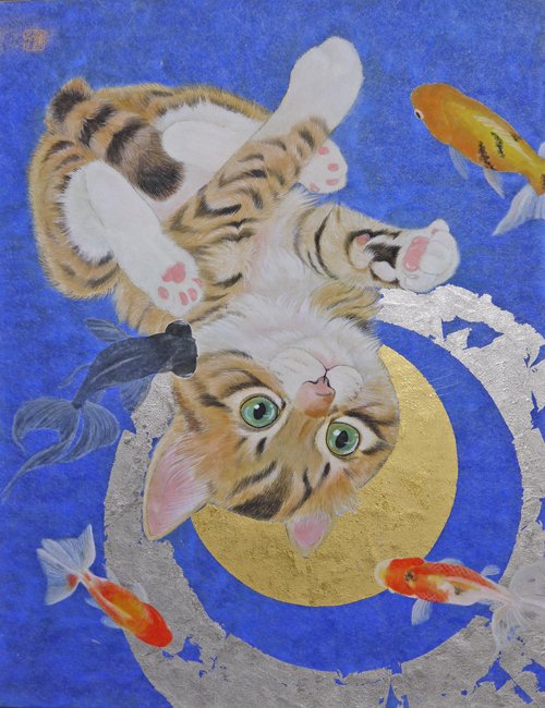 #肉球の日
にくきゅうにゃ😺
#日本画
#猫
京都の個展でお会いしたいにゃ✨
「きんとと」F6号