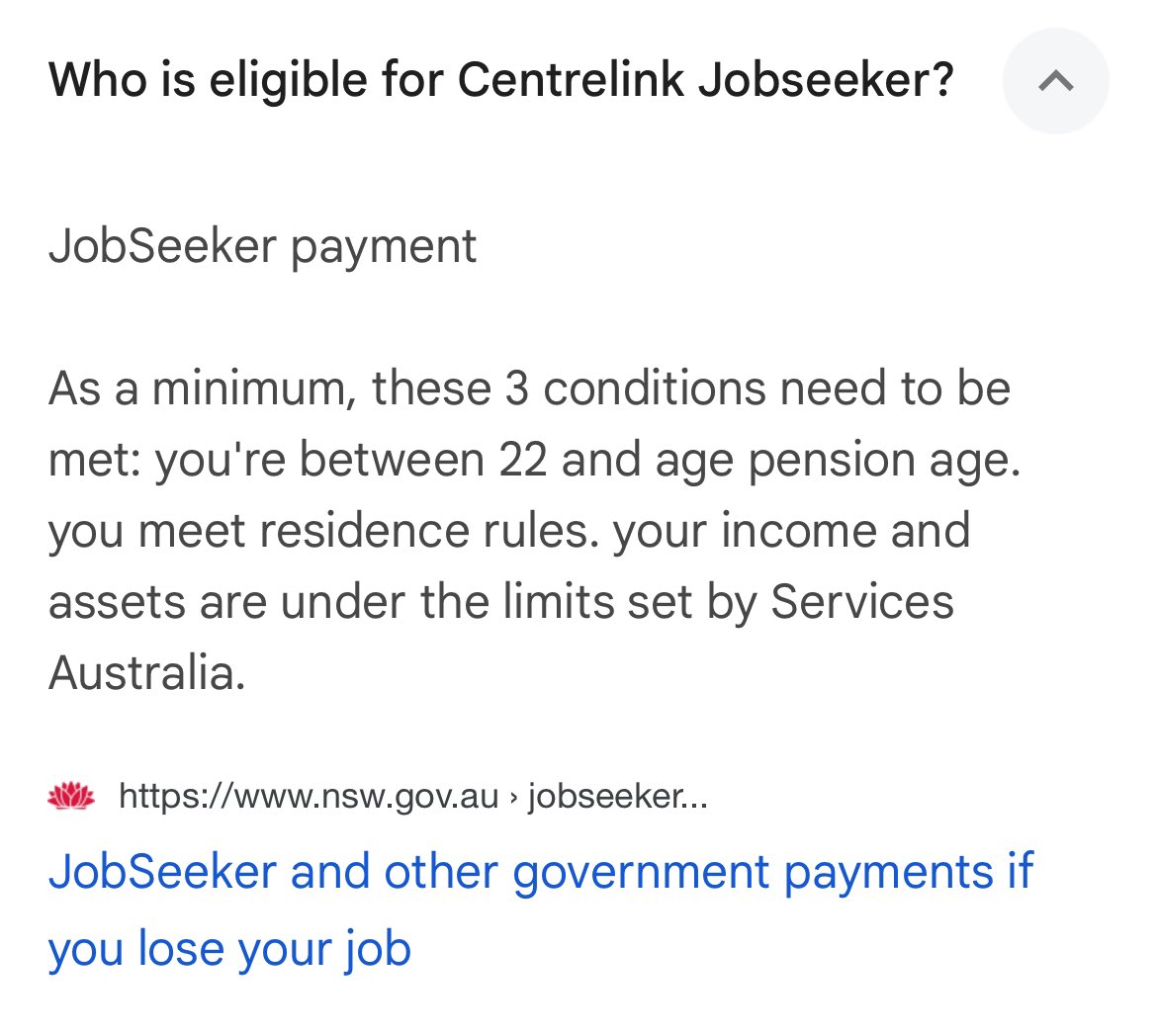 ELIGIBILITY for #JobSeeker is if you’re over 22 and you not old enough for the Aged Pension. If you’re looking for work or too sick to work (other reasonable reasons are ignored here) it must be either a medical exemption or you’re looking for work - to get paid. #auspol