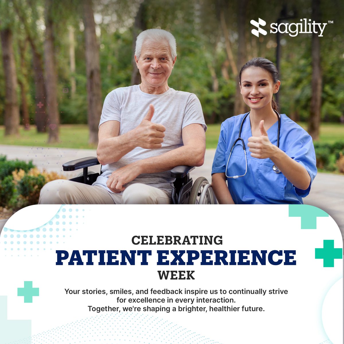 Let's celebrate Patient Experience Week and honor the incredible patients who inspire us every day. Let's join hands and make a commitment to continue putting patients first, always.​
​
#Sagility #WeAreSagility #SOARWithSagility #PatientExperienceWeek #PatientsFirst