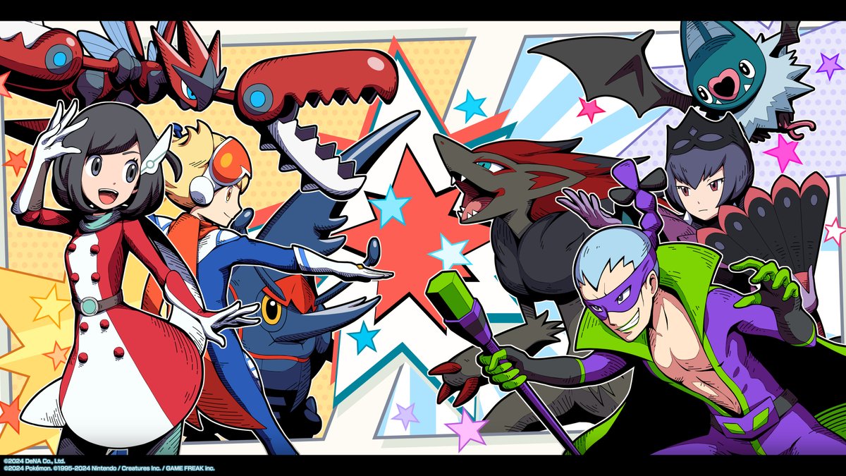 😤 Heroes and villains clash! 🔥 Pasio’s newest protectors of the peace go toe-to-toe with the sinister Brycen-Man and the Queen of the Land of Enchantment, Bellelba! Whose side are you on? 💪✨ #PokemonMasters #PokemonMastersArtwork