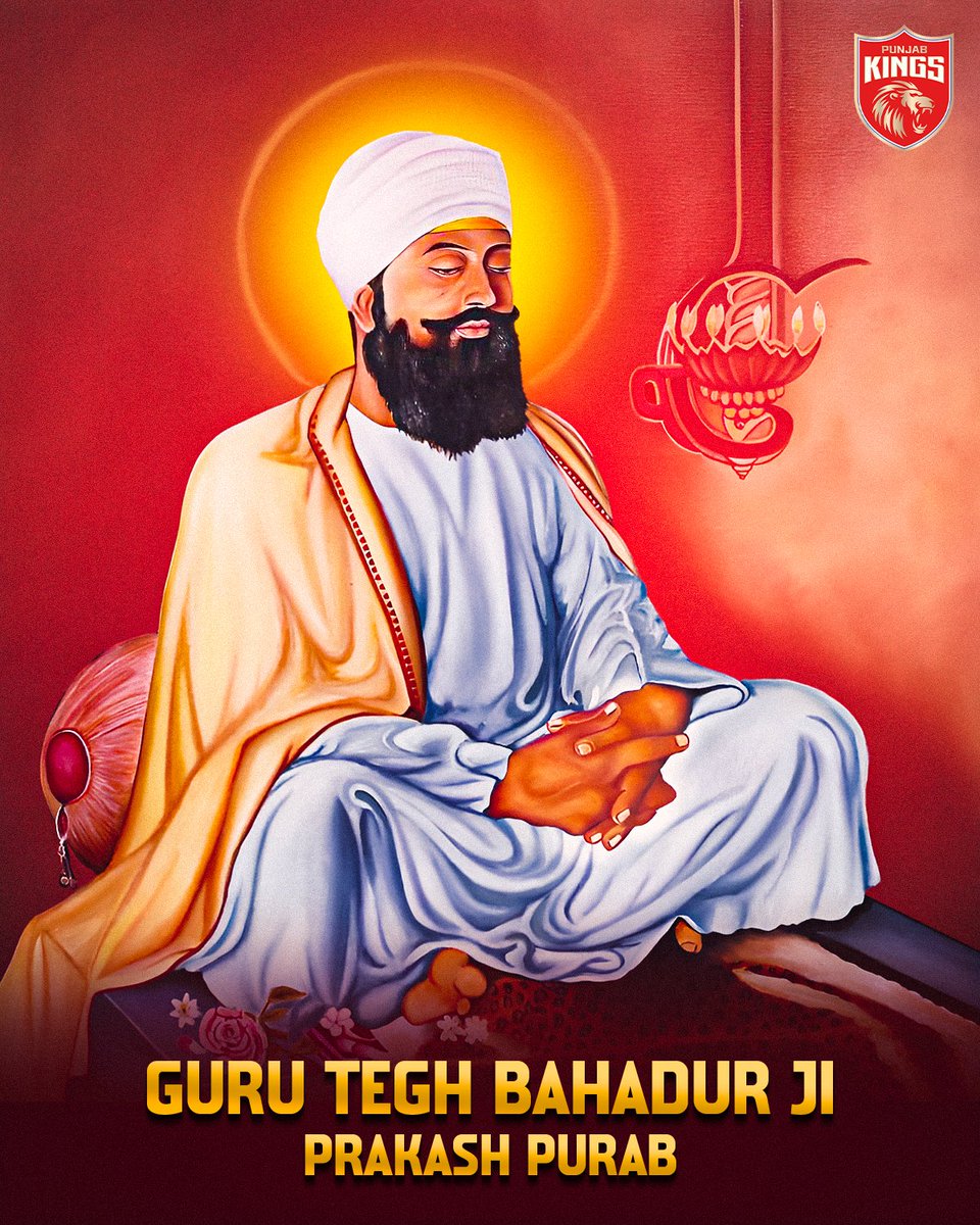 Guru Teg Bahadur simariye, ghar nau nidh aave dhaye. 🙏 Hind di chadar Guru Teg Bahadur ji de prakash purab diyan lakh lakh vadhayiyan. 🙌 #SaddaPunjab #PunjabKings #JazbaHaiPunjabi #TATAIPL2024