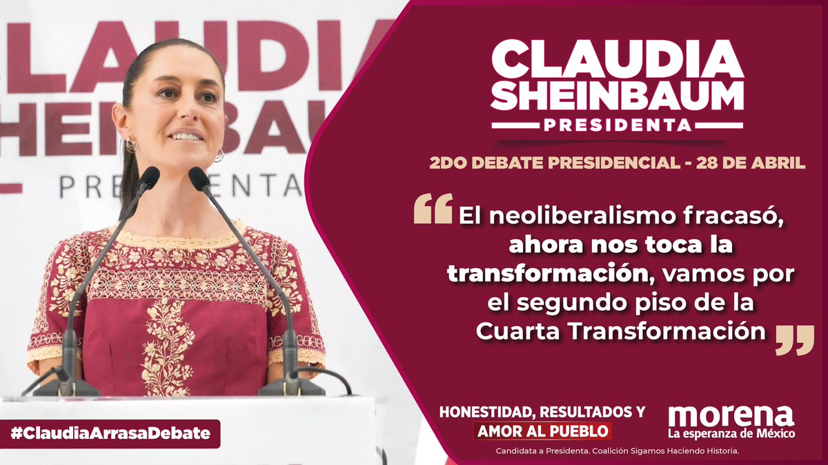 PartidoMorenaMx's tweet photo. Continuidad se escribe con C de @claudiashein.

¡Queremos que siga el bienestar, el humanismo y la transformación!

#ClaudiaPresidenta #ClaudiaArrasaDebate https://t.co/bg8u1BSt10