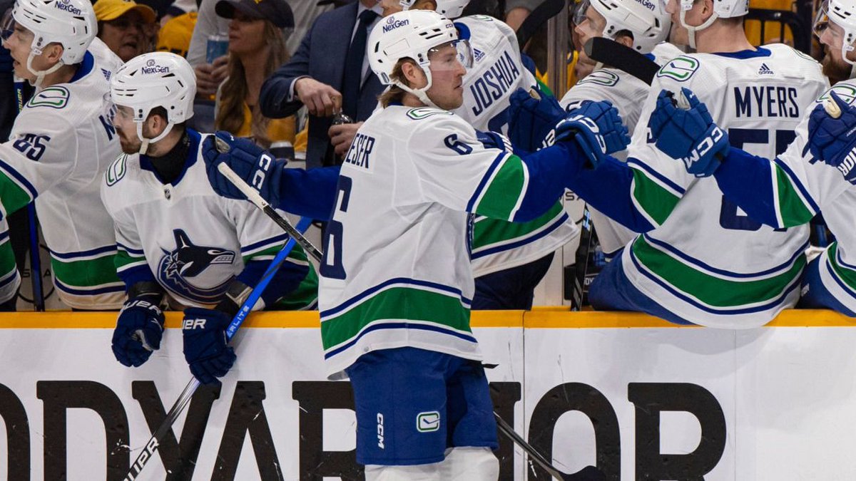 Latest game tying 3rd period playoff goals in @Canucks franchise history (1970-): 19:58- Matt Cooke (Gm1 of 2003 CQF vs MIN) 19:54- Cooke (Gm7 of 2004 CQF vs CGY) 19:52- Brock Boeser (Tonight in Gm4 as part of a 4-3 OT win vs the Preds) 19:46- Ryan Kesler (Gm5 of 2011 CF vs SJS)