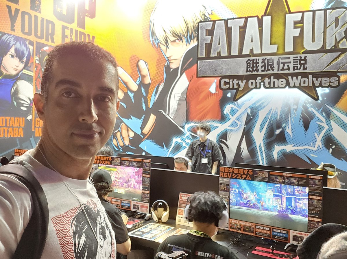 Today at #EVOJapan2024 it's #FatalFury #COTW day for me. Playing the game then going to the line again for more! This is my life today.