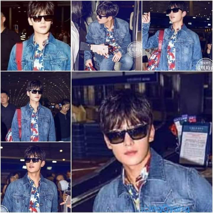 2016 #YangYang杨洋 in Paris wearing #valentino from head to toe. From the star spangled shirt, denim jacket, shades and shoes. #acertainkindofcool #hottie #naturalclothesrack showing the world his #gorgeousness .