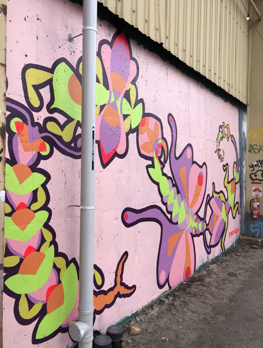 ‘Bugcycle’ ~ first mural 🪲💜#painting #muralart #pattern #nature #colour