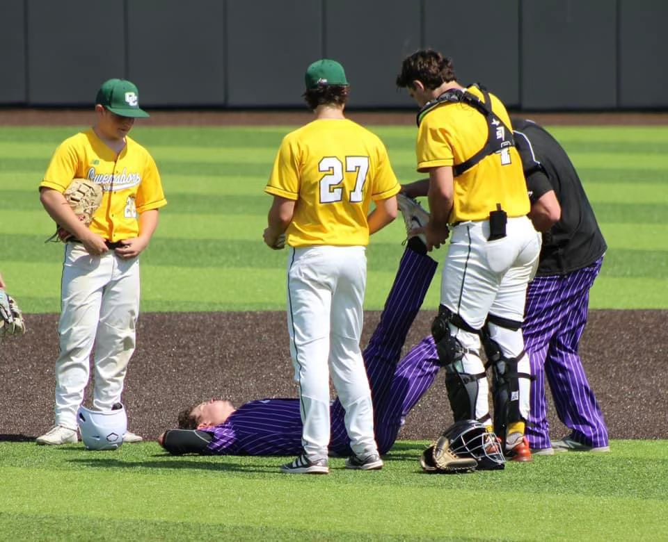bakes2606's tweet photo. Not how we wanted to end but we tip our hats to O’Cath!! Also a class act by @BradyAtwell5 for helping our kid out while cramping! You’re a great young man!! Best of luck! https://t.co/4cBjmlgUCJ