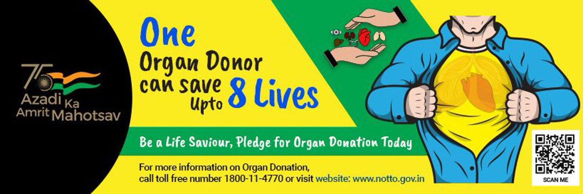 I have informed my family that all my organs are up for donation after I’m no more. What’s better than giving life to 8 people when we die? Please sign up for organ donation! Official website - notto.mohfw.gov.in