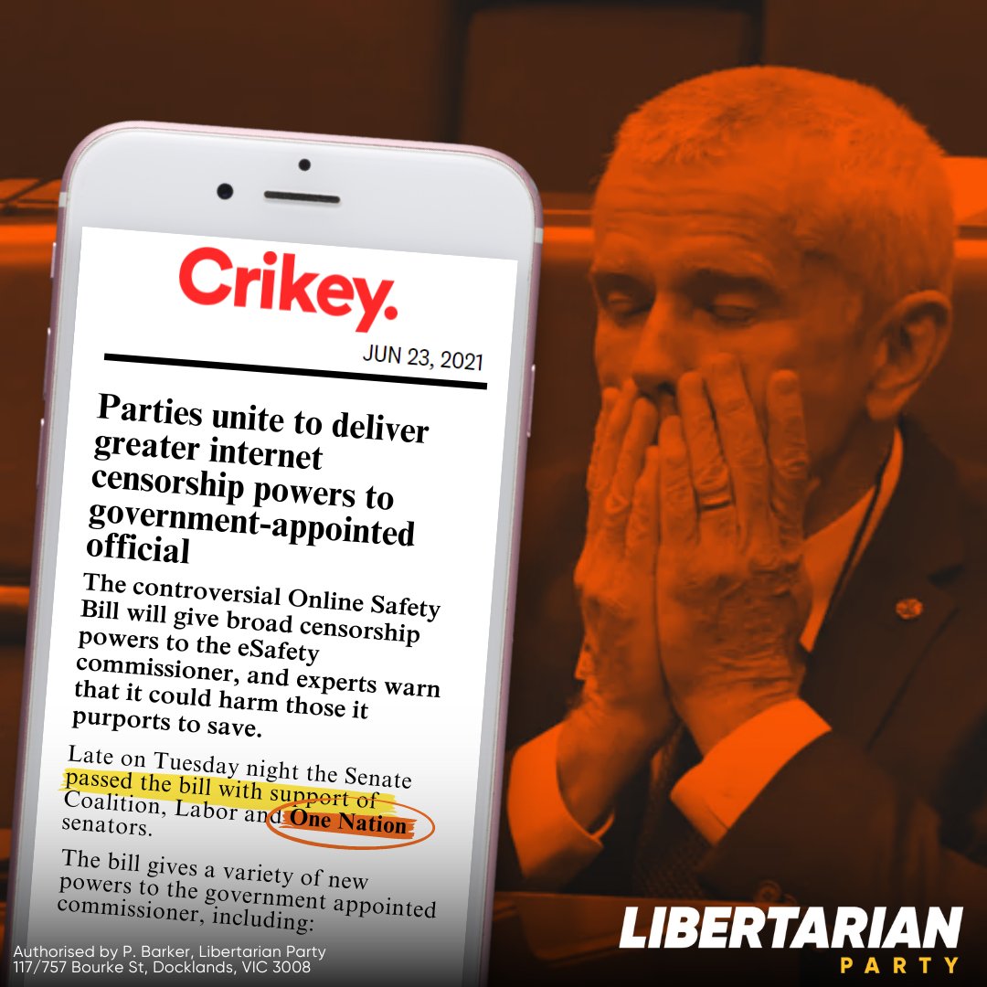 One Nation have been quick to say they are defenders of free speech. Yet they supported the Online Safety Bill in 2021 (article in comments). Neither Pauline Hanson or Malcolm Roberts spoke or voted against the Bill. Please Explain?