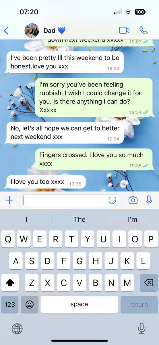 A year ago today dad and I exchanged our last messages, he deteriorated quickly after this date. I miss you dad, I wish your name would pop up on my phone again 💙💔 #parentloss #grief #fuckcancer