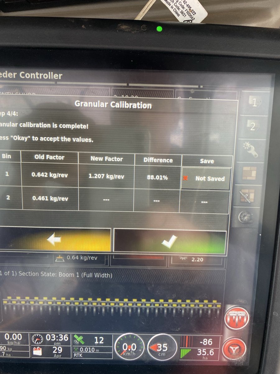Anyone else have a x35 that will randomly change cal factors overnight. Next day it’s going out 88% faster. Perfect now lentils are sown at 70 kg